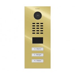DoorBird IP Video Door Station D2103V, Flush-mounted - 3 Call Buttons BRASS (V4A)