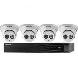 Hikvision I7604N1TP 4-Channel 5MP NVR with 1TB HDD and 4 4MP Outdoor Turret Cameras Kit