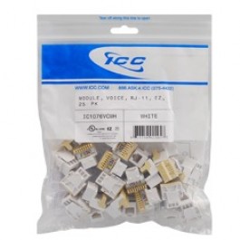 IC1076VCWH - ICC EZ RJ-11 Keystone Jack, White, 25 Pack