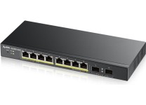 Zyxel GS1900-10HP - Fanless 8 Port GbE PoE+ L2 Web Managed Switch (77W) w/2 SFP Uplink Ports