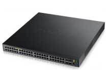 Zyxel XGS3700-48HP - 48-Port PoE+ (802.3at) Gigabit L2+ w/4 10GbE SFP+ (52 Total Ports) w/Static Routing/VRRP & Redundant Power Support 460W Power Budget Upgradable to 1000W